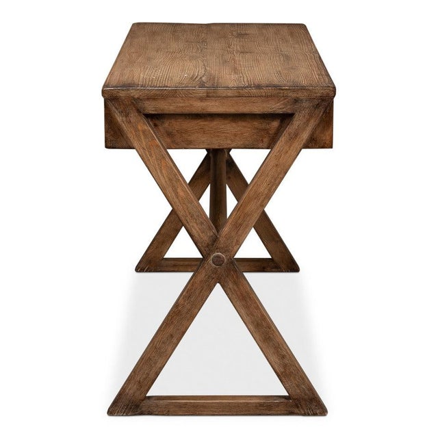 Campaign X-Frame Writing Desk in Natural Brown For Sale - Image 10 of 11