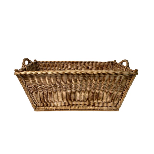 Wood 1960s French Woven Market Basket For Sale - Image 7 of 8