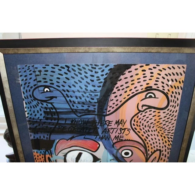 Peter Max Ron English Abstract Acrylic Over a Peter Max Silkscreen For Sale - Image 4 of 11