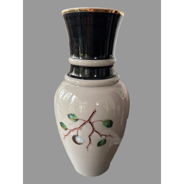 Early 20th Century Antique French Opaline Hand Painted Floral Decorated Art Glass Vase For Sale - Image 5 of 7