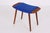 Teak Stool with Blue Wool Cover, 1950s For Sale - Image 4 of 10