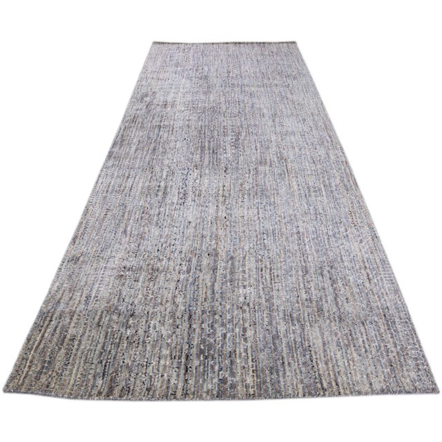 Contemporary Modern Savannah Gray Handmade Designed Wool Runner For Sale - Image 3 of 8