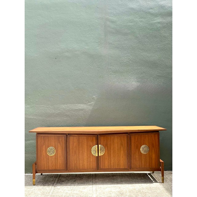 Vintage Bertram and Sons Gilt Tipped Leather Top Desk For Sale - Image 11 of 12
