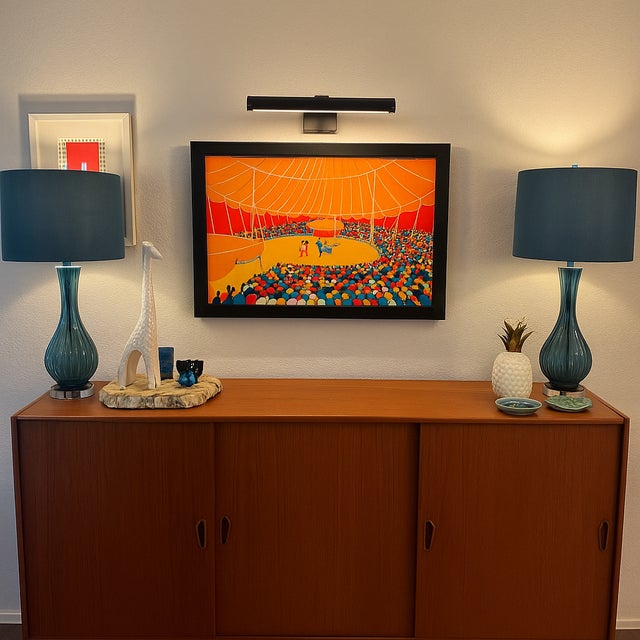 Signed original by Nicola Ortis Poucette (French, 1935–2006), Circus (1971). A joyful naïve-art big-top scene with a...