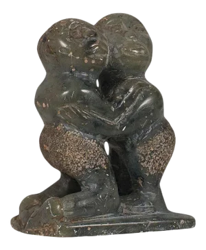 C. 1900 Small Antique Soapstone Statue Tribal Figure Polynesian Decorative Statues