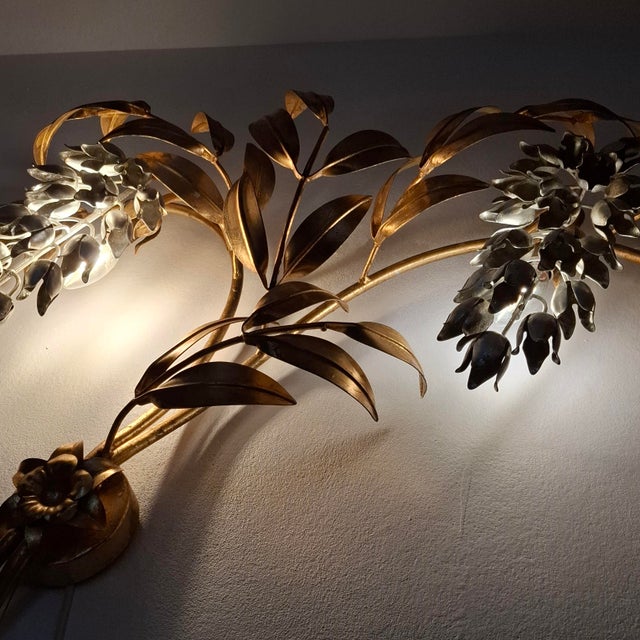 Large Palm Leaf Wall Lamp attributed to Hans Kögl, Italy, 1970s For Sale - Image 4 of 17
