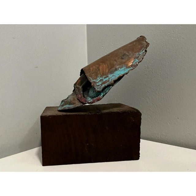 Mid 20th Century Midcentury, Unique Copper Sculpture on Teak Base, One of a Kind For Sale - Image 5 of 6