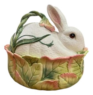 Rabbit Fitz & Floyd "Le Lapin" Large Oval Covered Vegetable Bowl