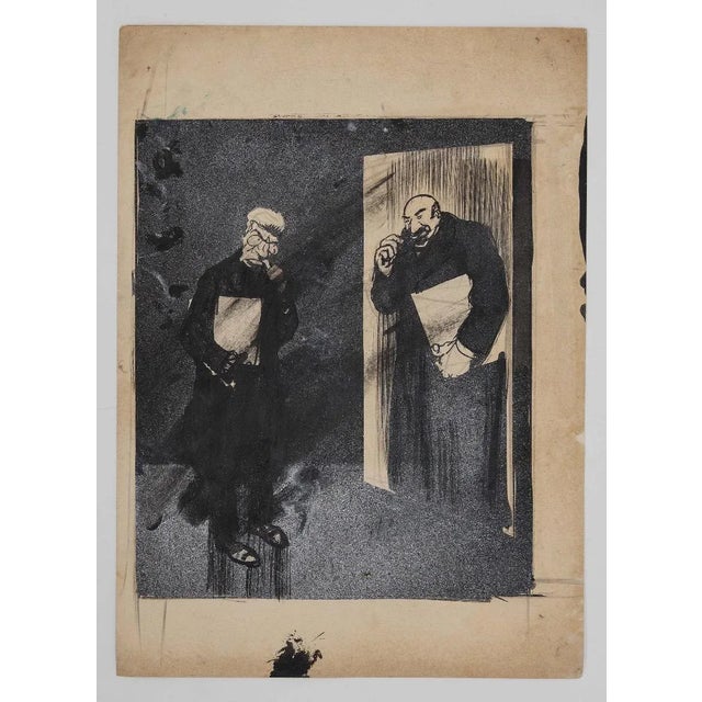 Gabriele Galantara, Giolitti Mirror, Ink Pen / Watercolor, 1910 For Sale - Image 3 of 3