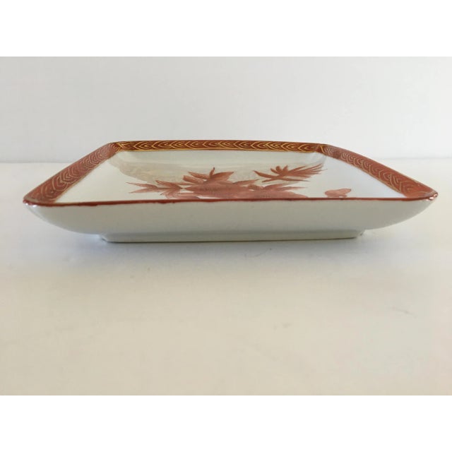 Ceramic Mid-Century Japanese Porcelain Hand Painted Square Tray/Catchall For Sale - Image 7 of 11