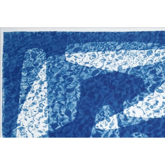2020s 2021 "Mid-Century Shapes Underwater" Contemporary Handmade Cyanotype on Watercolor Paper For Sale - Image 5 of 9