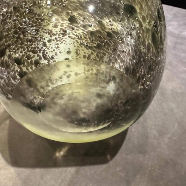 Glass 1980s Nason Style Modern Green and White Murano Glass Bottle Vase For Sale - Image 7 of 11