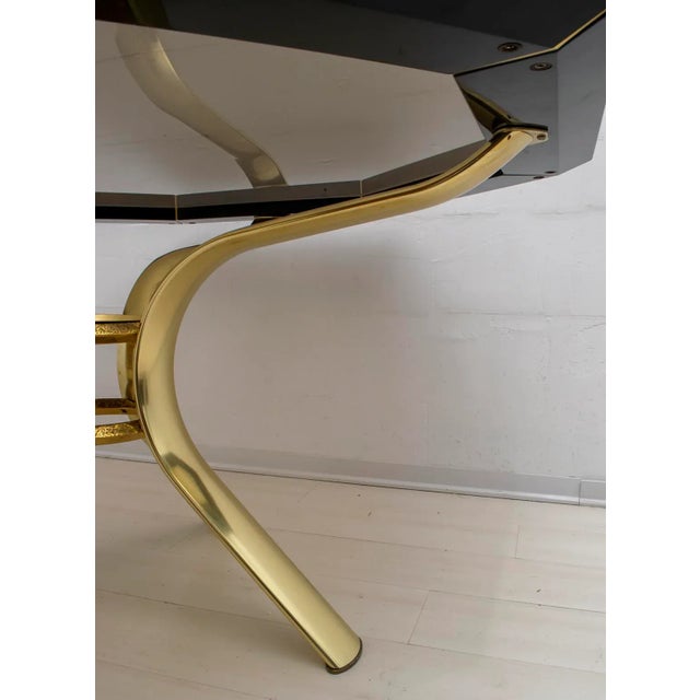 1980s Black Lacquered Octagonal Dining Table by Pierre Cardin, 1980s For Sale - Image 5 of 12