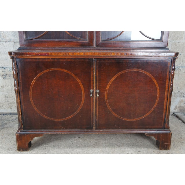 Antique Union National English George III Style Mahogany China Cabinet Bookcase For Sale - Image 12 of 12