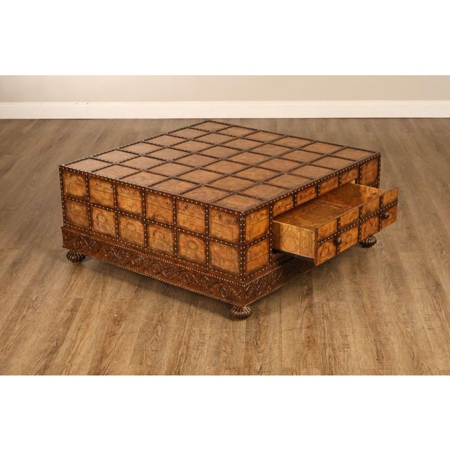Rustic European Pulaski 'Espaigne' Large Square Old World Map Storage Coffee Table For Sale - Image 3 of 18