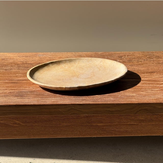 Beige Small Oval Trinket Dish or Tray in Plain Beige Petrified Wood For Sale - Image 8 of 18