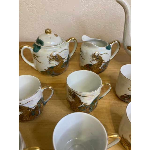 Antique Japanese Hand Painted Dragon Tea Set 17 Pieces Chairish