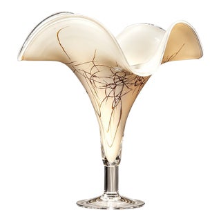 1990s Józefina Art Glass Atelier Abstract Veined Pedestal Vase For Sale