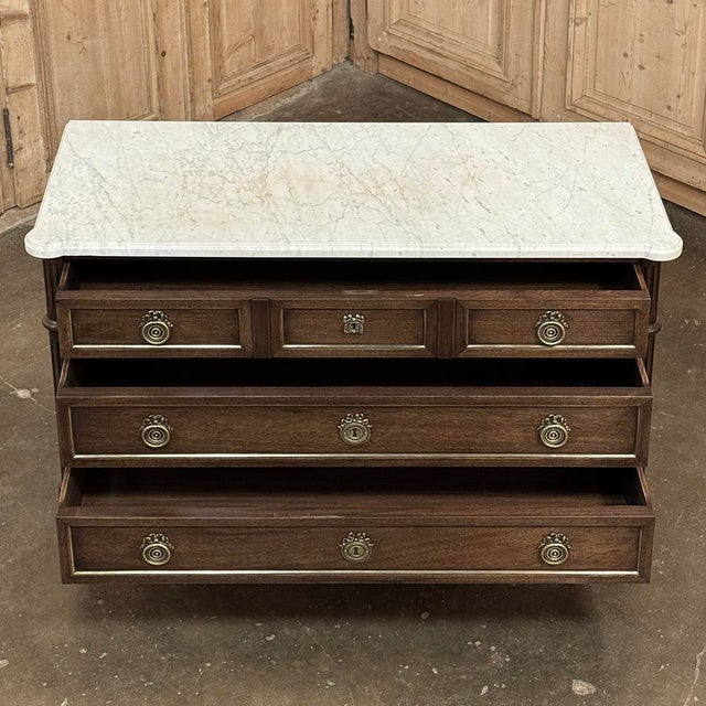 19th Century French Louis XVI Mahogany Commode With Carrara Marble For Sale - Image 13 of 16