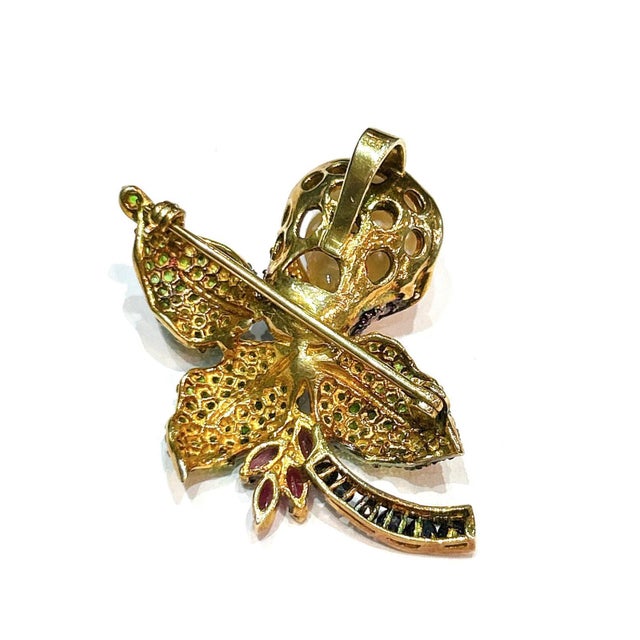 Ruby Red Bochic "Orient" Vintage Ruby, Amethyst & Multi Gem Brooch Pendant 18K & Silver For Sale - Image 8 of 18