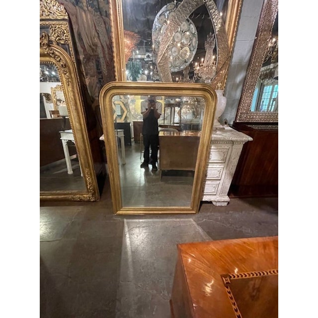 19th C. French Louis Philippe Mirror With Line Pattern Frame For Sale - Image 4 of 4