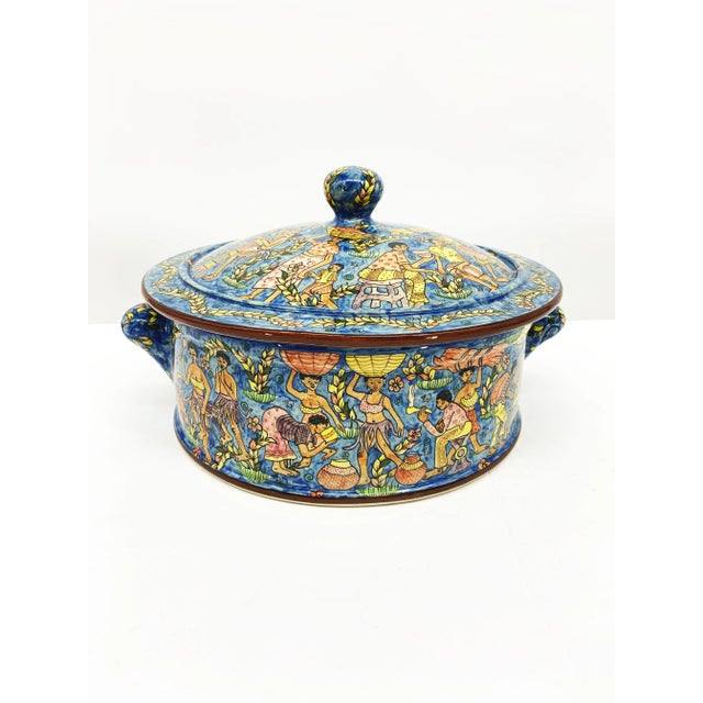 2000s Hand-Painted Covered Serving Bowl, Signed & Numbered For Sale - Image 12 of 12