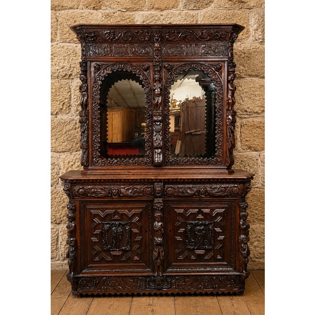 Brown Large Antique Renaissance-Style Cabinet, 1634 For Sale - Image 8 of 8