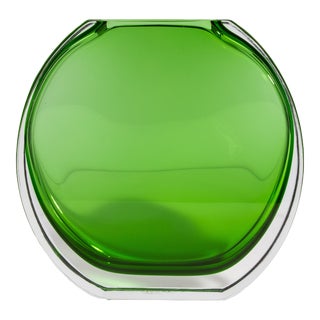 Hand Blown Murano Vase in Green For Sale