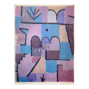 Paul Klee Vintage 1967 Mid Century Modern Abstract Lithograph Print " Oriental Garden " 1939