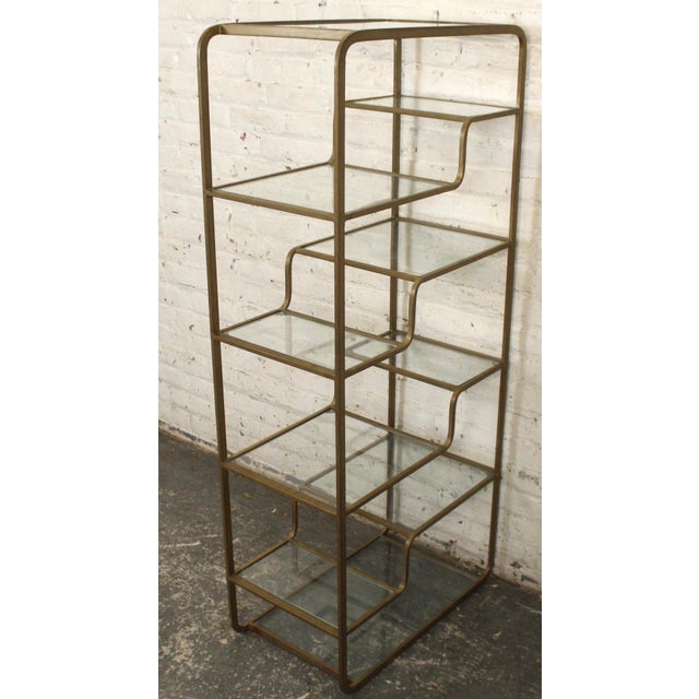 Vintage Mid-Century Multitiered Bronze Plated Waterfall Shelf For Sale In New York - Image 6 of 13