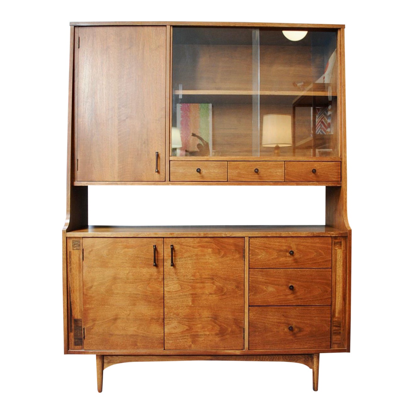 Mid Century Modern Walnut Hutch/China Cabinet by Kroehler | Chairish