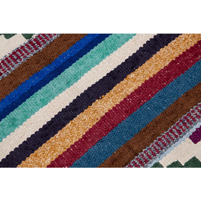 Brown Vintage Kilim Handmade Flatweave Multicolor Geometric Wool Runner 3' 0'' X 8' 9'' For Sale - Image 8 of 10