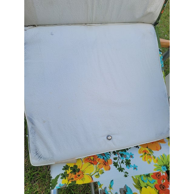 Metal MCM Telescope Folding Furniture Floral Aluminum Rocker For Sale - Image 7 of 12