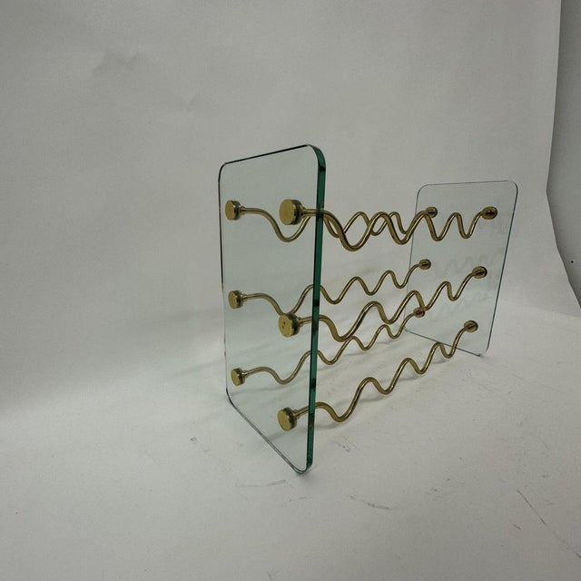 French Wine Rack in Glass and Brass by David Lange, 1970s For Sale - Image 6 of 18