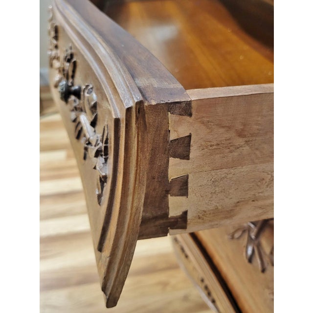 Antique French Country Louis XV Style Carved & Marble Top Bombay Chest For Sale - Image 14 of 16