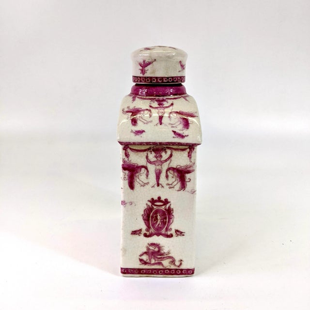 French Late 20th Century Chinoiserie Hand Painted Pink Glazed Bottle For Sale - Image 3 of 5