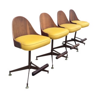 Mid-Century Bentwood & Vinyl Stools - Set of 4 For Sale
