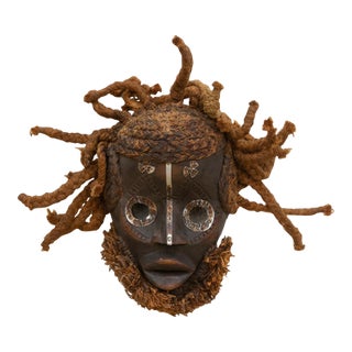 Textured Rope Hair African Mask For Sale