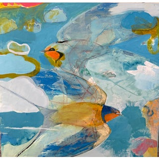 “A Sunny Flight” Swallows Flying Art by LWren Walraven For Sale