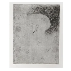 Donald Saff Profile Through Flower Screen Etching