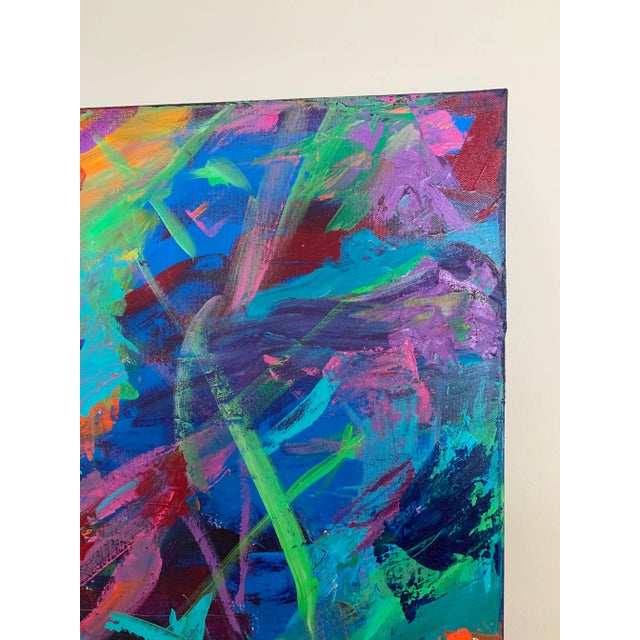 1970s Vintage Abstract Acrylic on Canvas Painting For Sale - Image 4 of 7