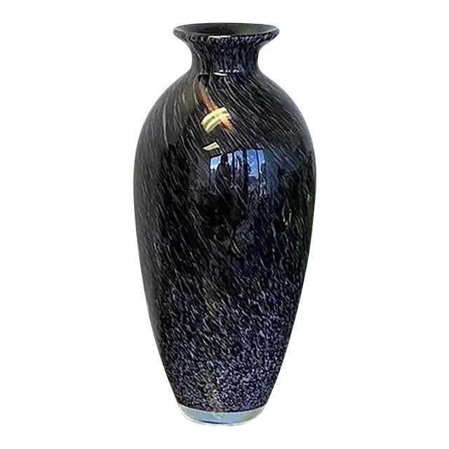 Murano Black Silver and Gold Art Glass Vase For Sale