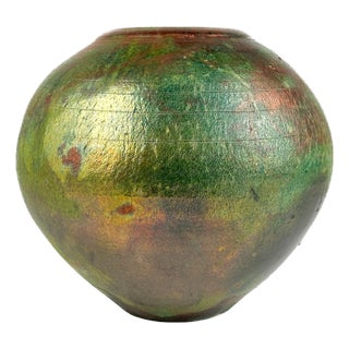 Japanese-Style 20th Century Raku Pot, Signed "Perry" For Sale