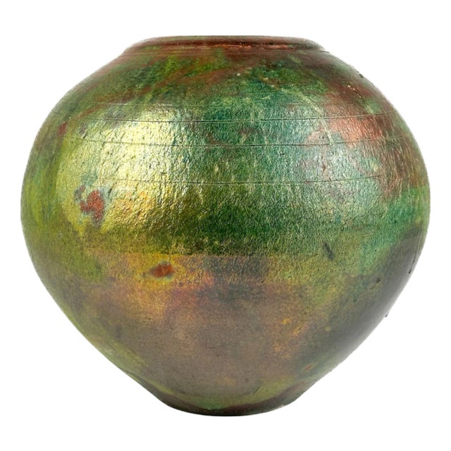 Japanese-Style 20th Century Raku Pot, Signed "Perry" For Sale