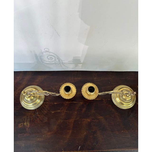 Pair of English 19th Century Brass Piano Candleholders Signed Wt&s For Sale - Image 12 of 14
