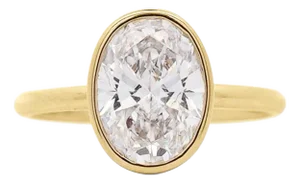 2.48 Carat Lab-Grown Diamond Bezel-Set 14k Yellow Gold Solitaire Engagement Ring, Size 6.75