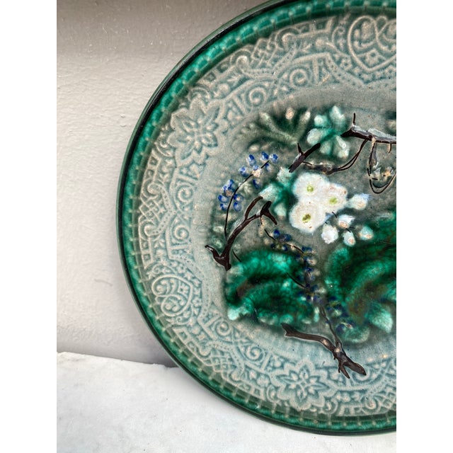 Rustic German Majolica Leaves Plate, Circa 1890 For Sale - Image 3 of 4