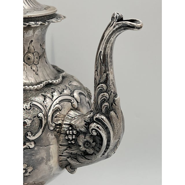 Four Piece Early 19th Century Coin Silver Coffee Service, Jb Ginochio (1834-1857) New York, Ny For Sale In Portland, ME - Image 6 of 15