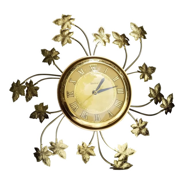 MidCentury United Brass Wall Clock Chairish