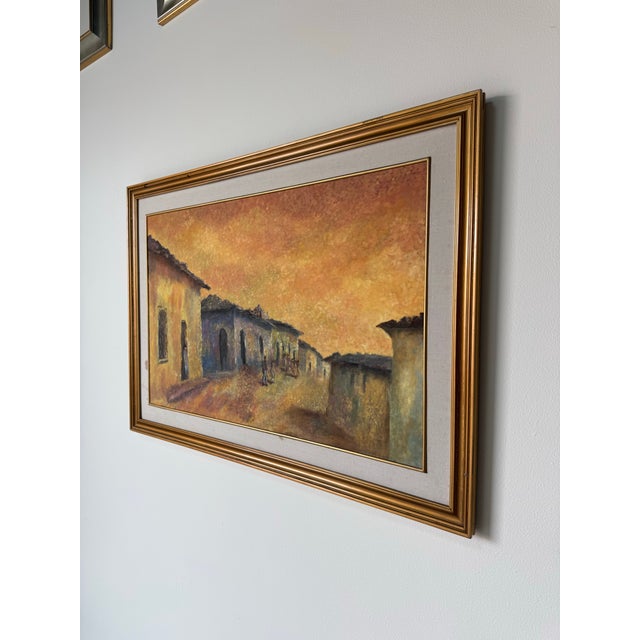 1998 Evelyn De Quinteros “Fantastic Midday” Spanish Village Oil on Canvas Painting For Sale - Image 4 of 12